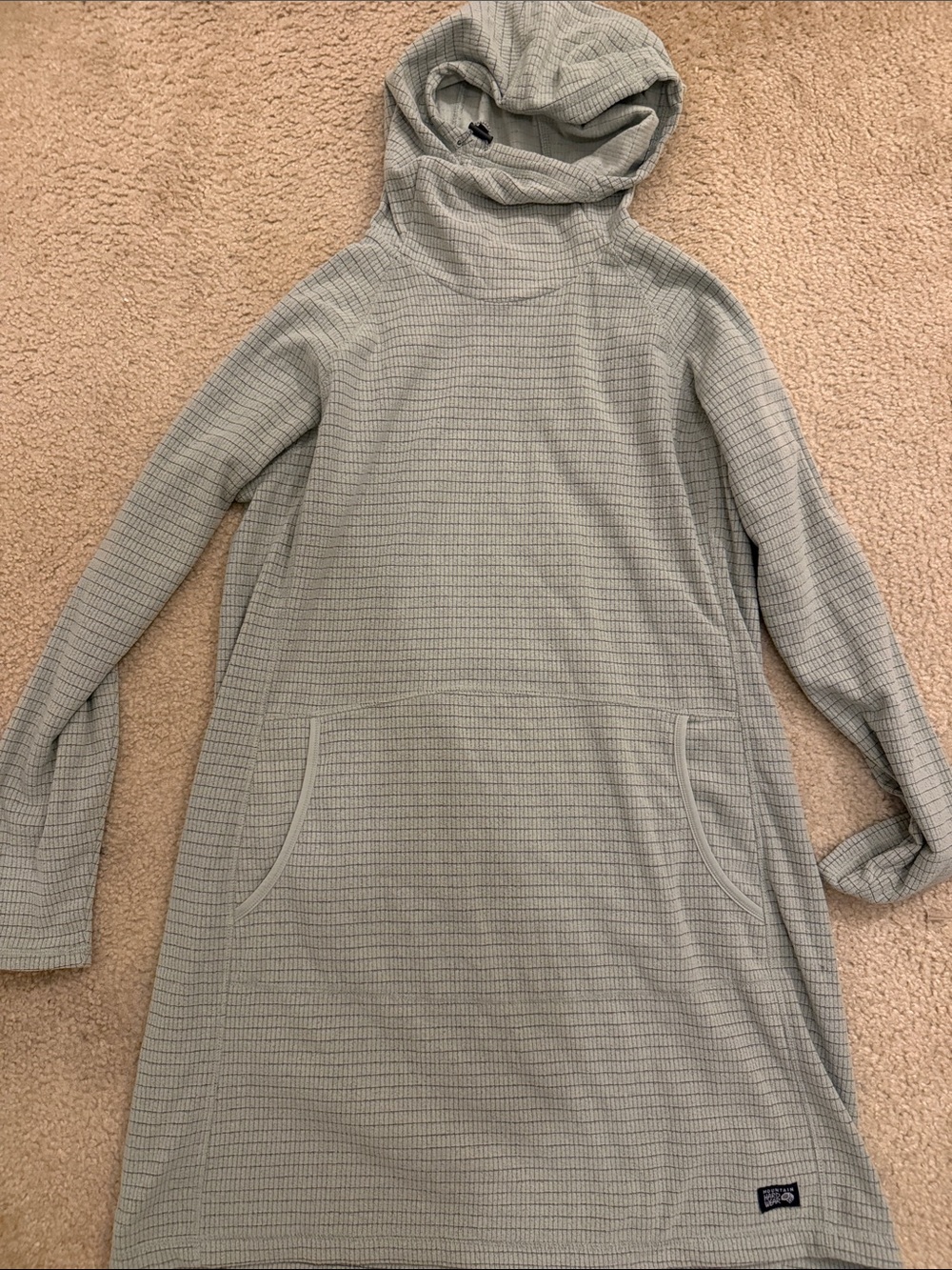 Cozy Hooded Tunic Dress with face hood in Sage